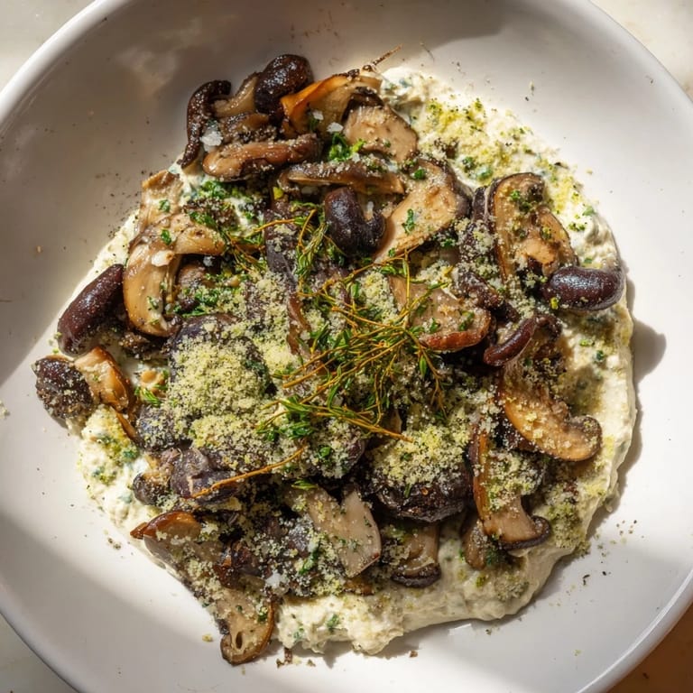 Imagine the Cottagecore: Mushroom and Moss Savory Platter, with its variety of textures, including soft cheese and crunchy breadcrumbs.