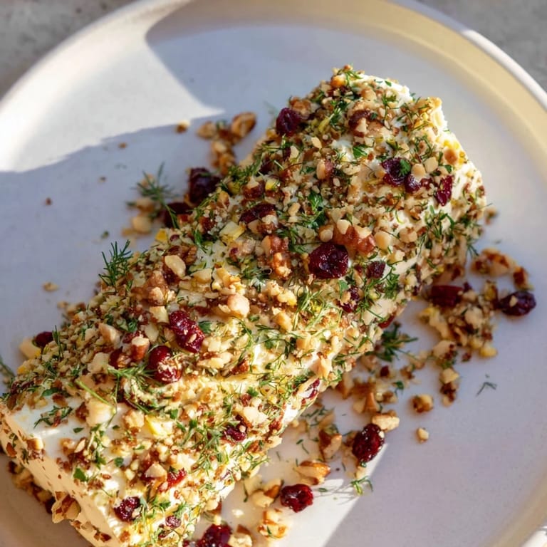 Easily made Winter Snowdrift Goat Cheese Log, perfect for dipping crackers into this delicious, festive appetizer.