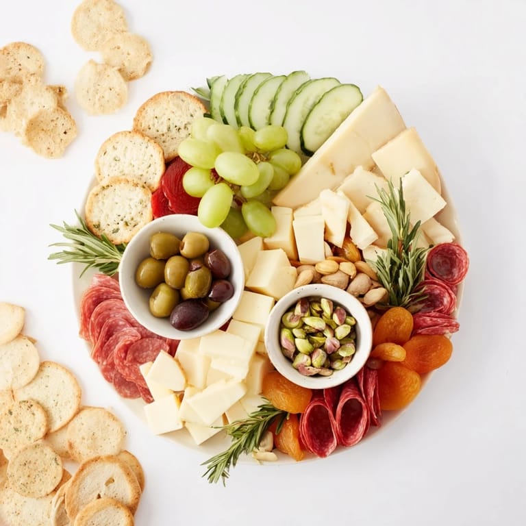 Freshly arranged Book Club Pairing Platter featuring brie, grapes, and nuts, a delectable appetizer spread.