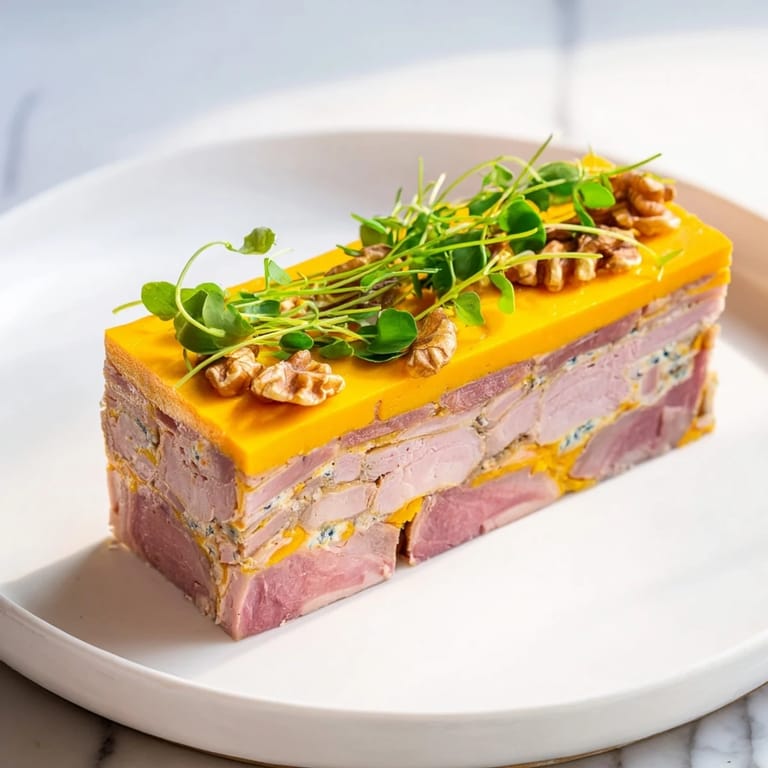 Imagine slicing into this The Grand Canyon Rim dish, revealing colorful meat layers and a creamy center.