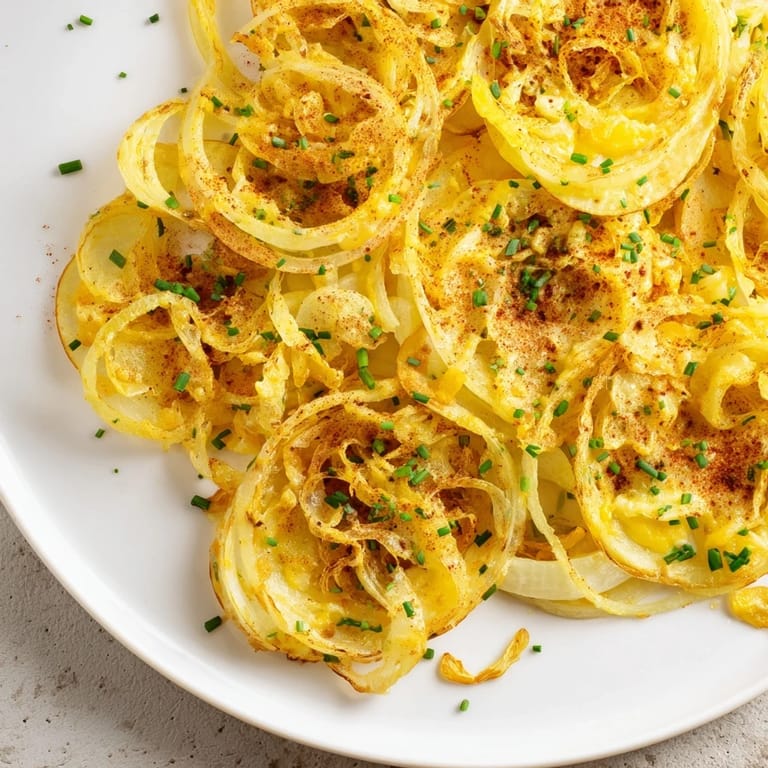 Close-up of crispy, delicious Crispy Onion Cheese Chips, showing their texture with cheese and golden onions.