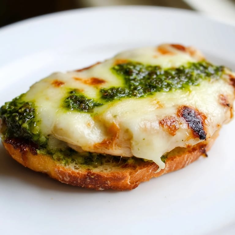 Grilled chicken breast layered with pesto and gooey mozzarella inside a warm, crusty ciabatta roll.
