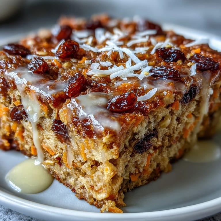 Hearty Carrot Cake Oatmeal studded with walnuts, perfect for breakfast.