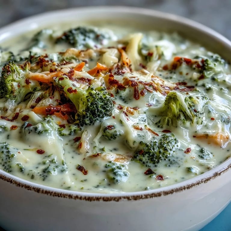 Sharp cheddar cheese melts into tender broccoli in this cozy, easy-to-make soup.