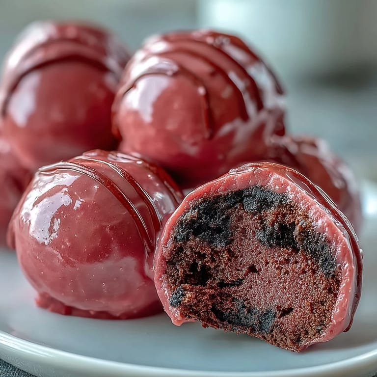 Chilled Oreo Truffle Balls with Pink Candy Coating feature a rich cream cheese center, ready to serve from a white bowl.