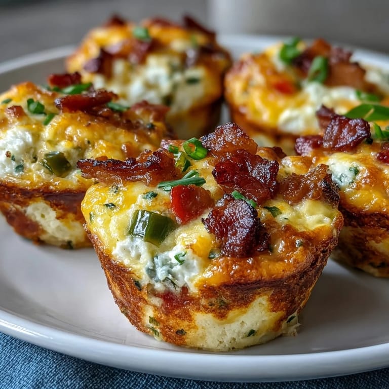 Two fluffy Breakfast Egg Muffins sliced open, revealing savory bacon and peppers, perfect for a handheld breakfast.