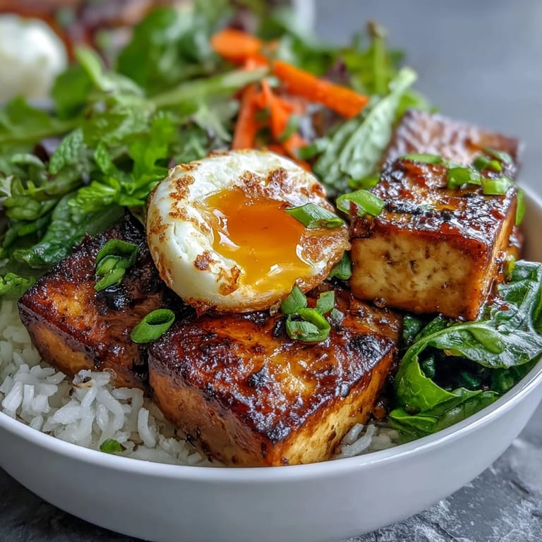 Steamed greens, julienned carrots, and cucumber add crunch to this vibrant breakfast bowl.