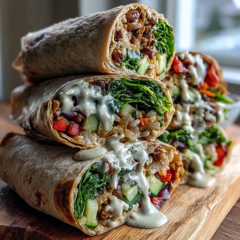 Close-up of a warm Black-Eyed Pea Wrap held in hands, showing the hearty filling and whole wheat tortilla texture.