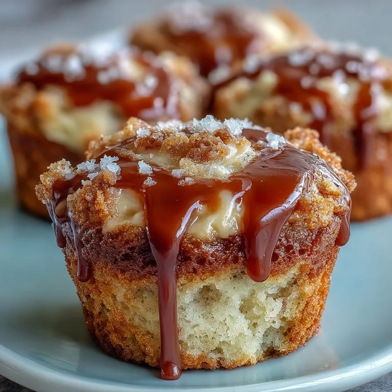 Caramel Cream Cheese Swirl Muffins served warm on a plate, perfect for breakfast or dessert.