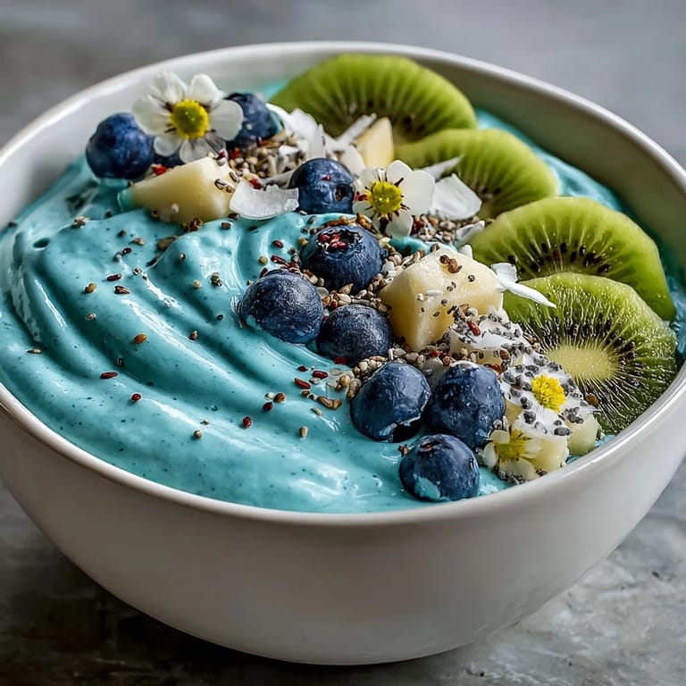 Artfully arranged dragon fruit and coconut flakes on a creamy Whimsical Healthy Mermaid Smoothie Bowl for a colorful breakfast.
