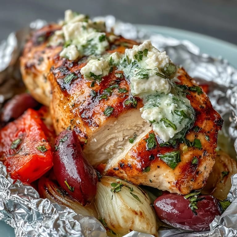 Tender chicken and vibrant veggies infused with Mediterranean flavors, cooked in foil packets for easy cleanup and bold taste.  