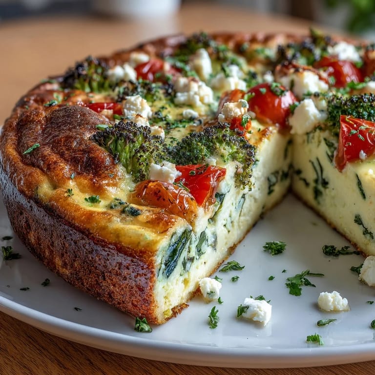 Golden baked egg white frittata loaded with fresh vegetables and herbs, offering a protein-rich, weight-loss-friendly meal.