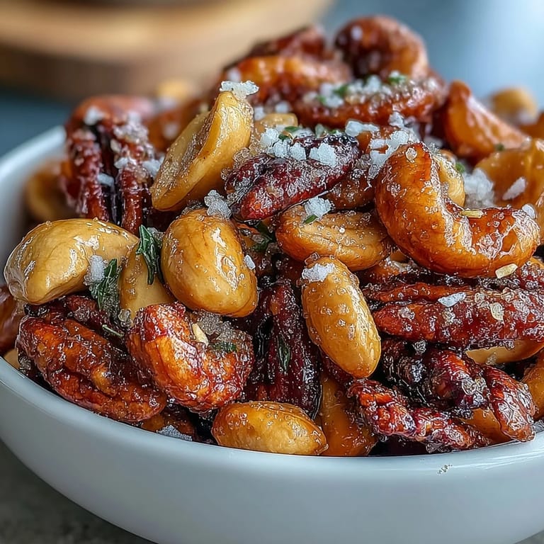 Sweet and salty snack mix featuring roasted peanuts, pumpkin seeds, and warm spices, baked until crisp and caramelized.