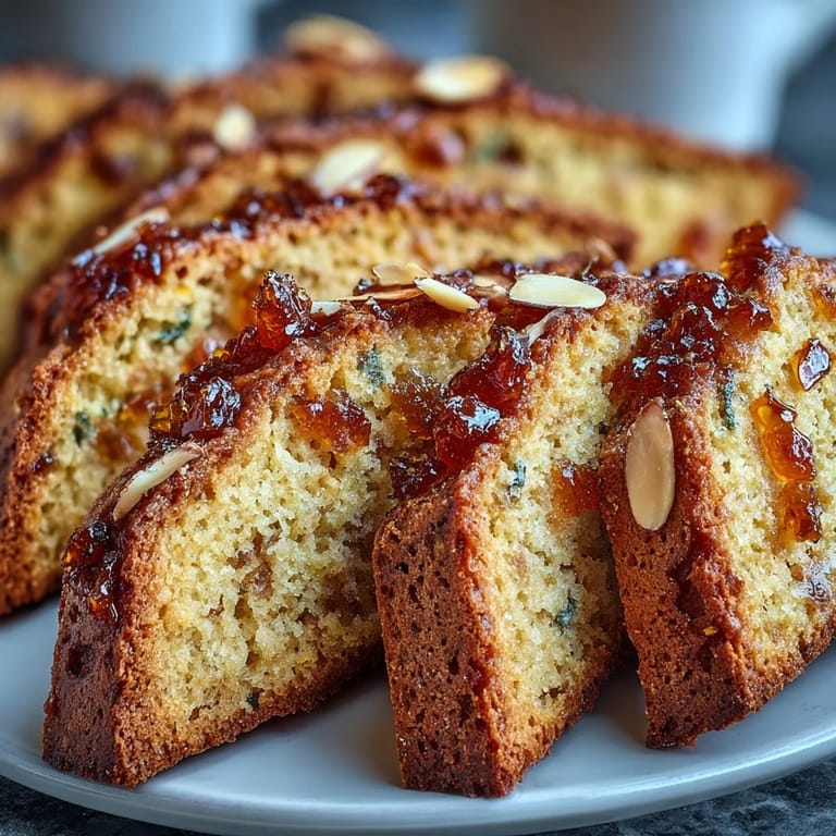 Twice-baked Italian cookies bursting with orange zest and sweet candied peel, ideal for afternoon tea.  