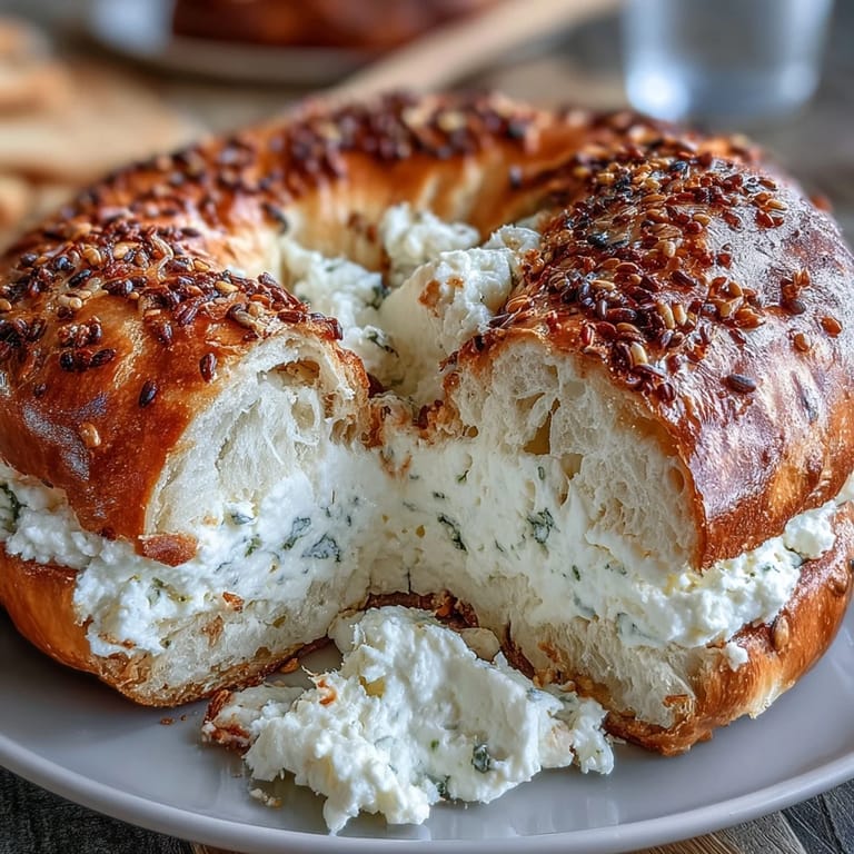 High-protein cottage cheese bagels baked until golden and chewy, topped with savory everything bagel seasoning.  