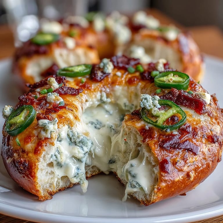 Soft, chewy high-protein bagels loaded with sharp cheddar and fresh jalapeños, perfect for a satisfying and nutritious morning meal.