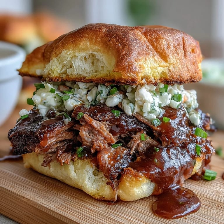 Smoky, tender pulled pork piled high on slider buns, topped with crunchy coleslaw—ideal for baby shower menus.