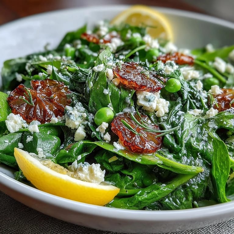 Fresh spring salad with lemon vinaigrette, featuring radishes, sugar snap peas, and delicate greens for a refreshing seasonal dish.  