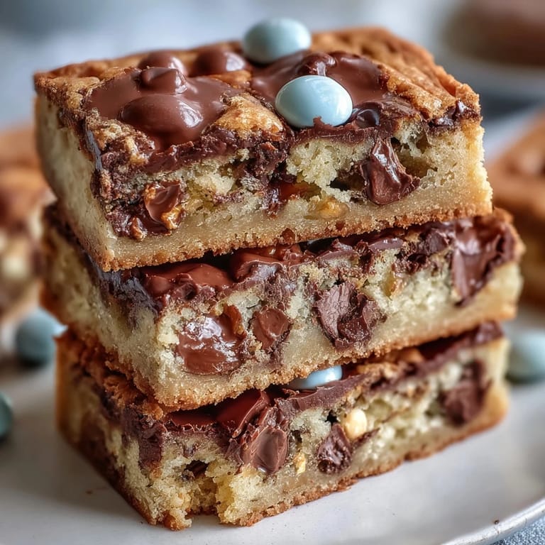 Easter-inspired cookie bars featuring Cadbury mini eggs and pastel M&Ms, baked to chewy perfection for spring gatherings.