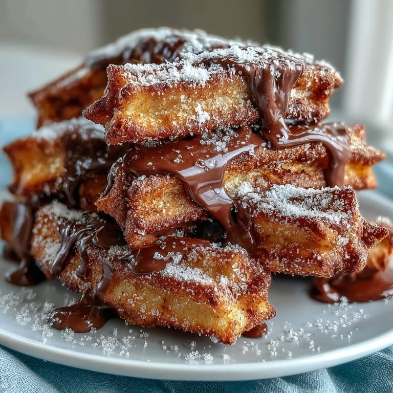Bite-sized churros, perfectly fried until golden and dusted with sweet cinnamon sugar, paired with a rich, velvety chocolate sauce for dipping.
