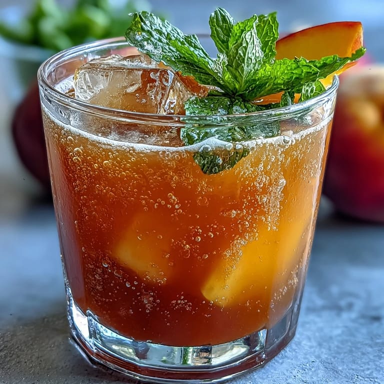 Bright, bubbly mango peach sparkling tea, a cool, fruity delight for any day.