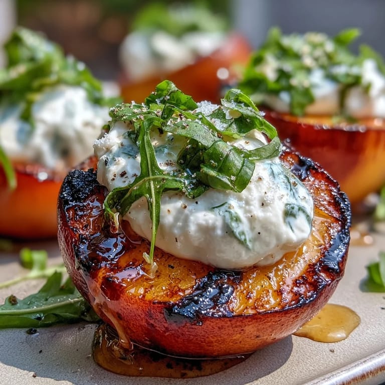 Tender grilled peaches, creamy burrata cheese, and basil create this refreshing salad.