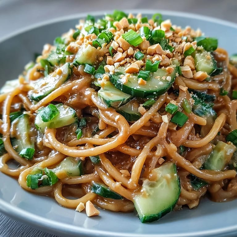 Savory Cold Peanut Sesame Noodles, a quick and delicious meal perfect for lunch.