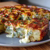 Fluffy baked frittata loaded with tender potato slices, spring onions, and sharp cheddar cheese—ideal for brunch or a light dinner.