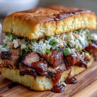 BBQ baby shower pulled pork sliders with creamy coleslaw on soft slider buns, perfect for parties and celebrations.