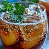 Gorgeous mango peach sparkling tea, a refreshing summer sip with fruit swirls.