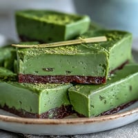 A slice of yokan Japanese red bean jelly with a vibrant matcha green tea layer, beautifully set in a rectangular mold.