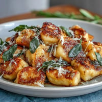 Golden potato gnocchi pan-fried to crispy perfection and tossed in nutty brown butter with crispy sage leaves.